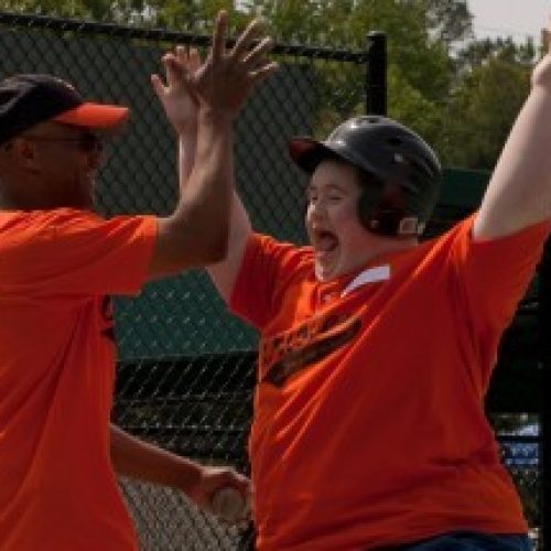 Player celebrating after homerun